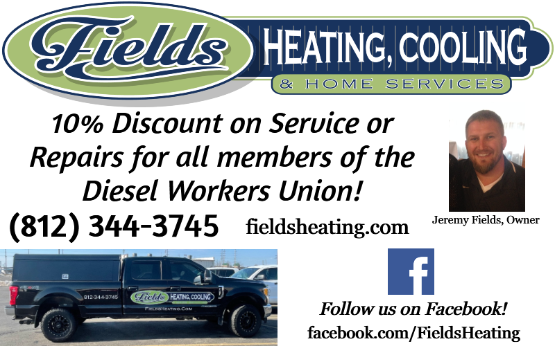 10% off all heating and cooling HVAC service and repairs for all members of the Diesel Workers Union DWU from Fields Heating, Cooling & Home Services based out of Greensburg, Indiana